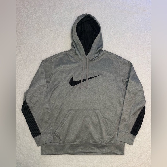 Nike Therma-Fit Pullover Hoodie Gray Black Men’s Sweatshirt Large - Picture 1 of 7